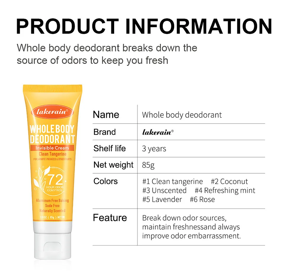 Body Deodorant 72 Hours Cream Body Deodorant, Fruit Fragrance Deodorant