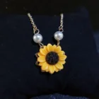 Necklace Pearl New Fashion Pendant Necklace Jewelry Women Pearl Gold Sunflower Stainless Steel Necklace