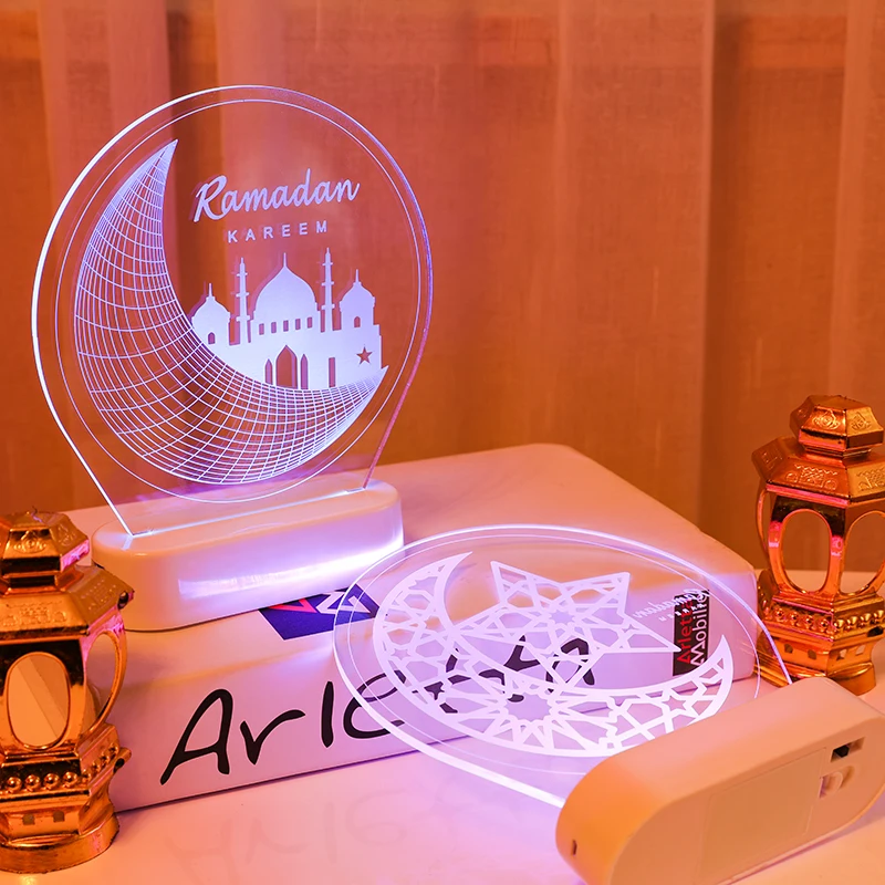 2021 New Design Muslim Eid 3d Led Moon Castle Decoration Light Party ...