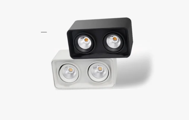 Square surface mounted downlight led single-head double-head spotlight without main light adjustable without perforation