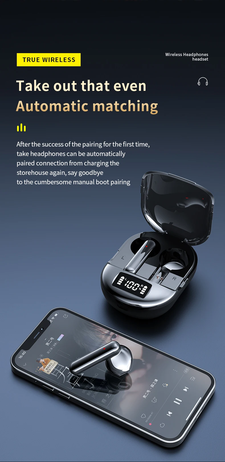 ZTX热卖K40 TWS bt5.3耳机带充电盒无线耳机立体声耳塞耳机