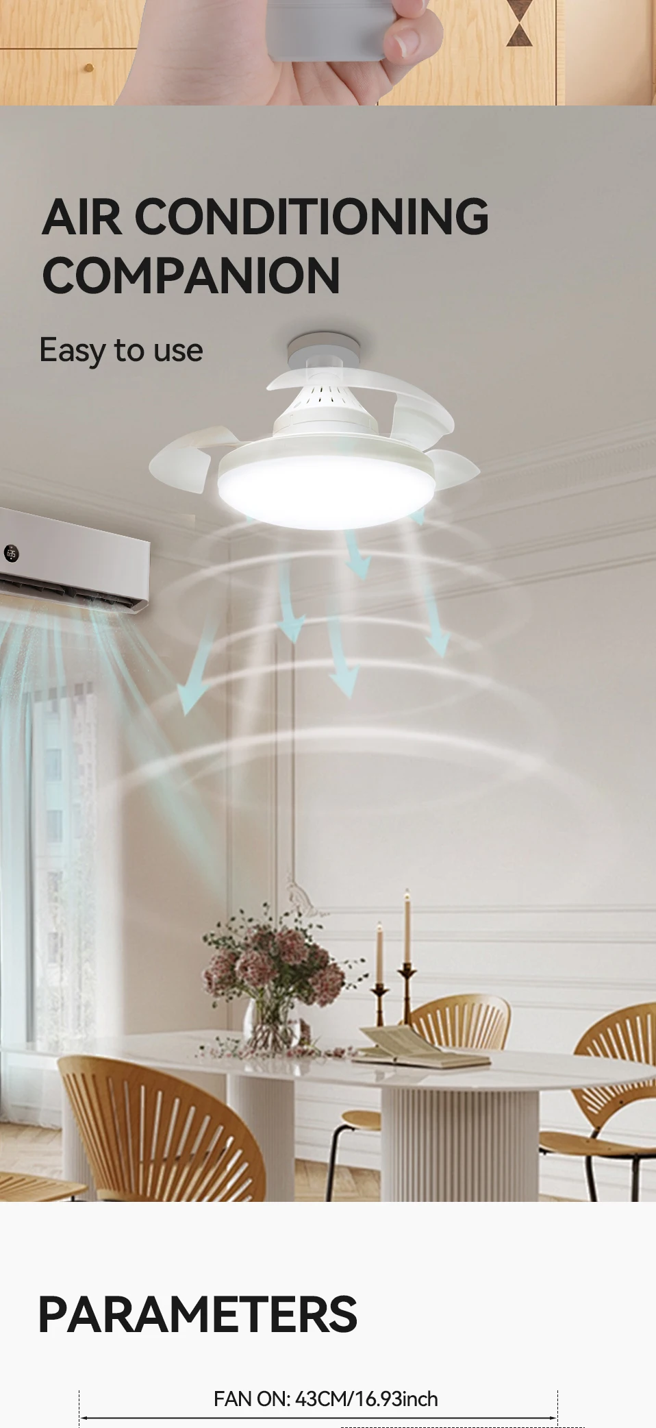 Ceiling Fan, AC85-265V, E27 - detail 12