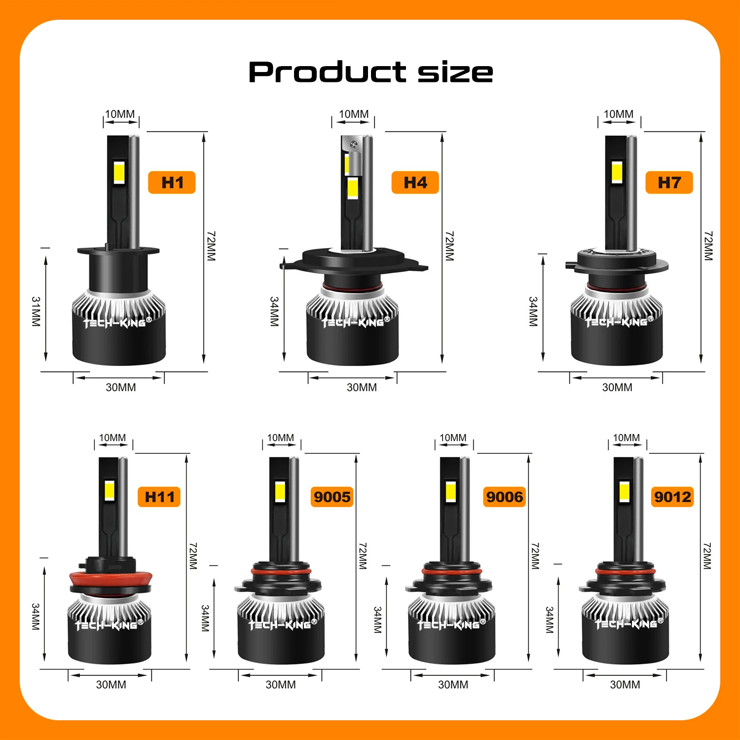High Lumen LED Headlight Bulb T3 H13 9008 9005 9006 H11 H7 H4 Rosh Led Lens 12V IP68 Auto Lighting System for Cars Canbus Bulb