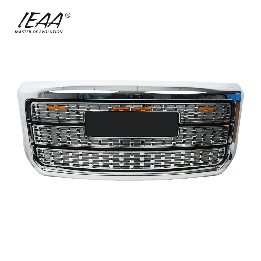 product car accessories grille with light front bumper parts for gmc sierra 2500hd 3500hd 2015 2020 chrome sliver grill-5