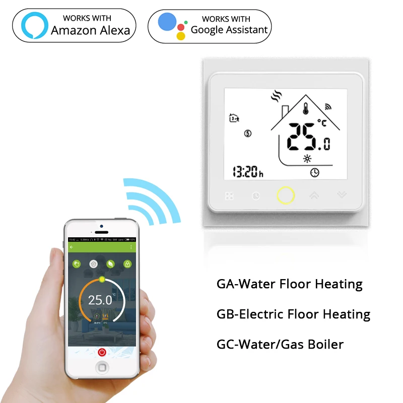 Programmable WiFi Thermostat Temperature Controller Electric Heating Alexa Home