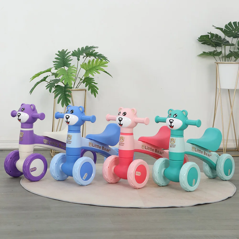 No Pedal 4 Silence Wheels Infant Ride On Car Toys Lighting Music Kids Baby Balance Bike For 1 Year Old Boy Girl Birthday Gifts