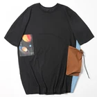 Embroided Shirts Wholesale New Trendy Oversized Custom Embroided Logo Side Stitching Large Pockets Blank T Shirts Men