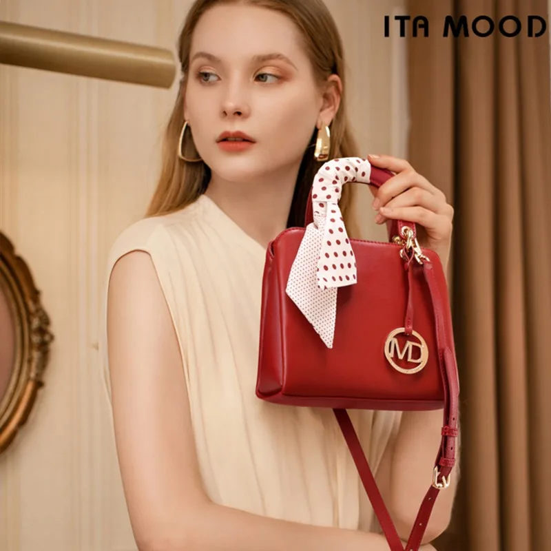 Toffee Bag Red Wedding Bag Female 2023 New Tide Temperament Goddess Handbag Leather Hand Carry