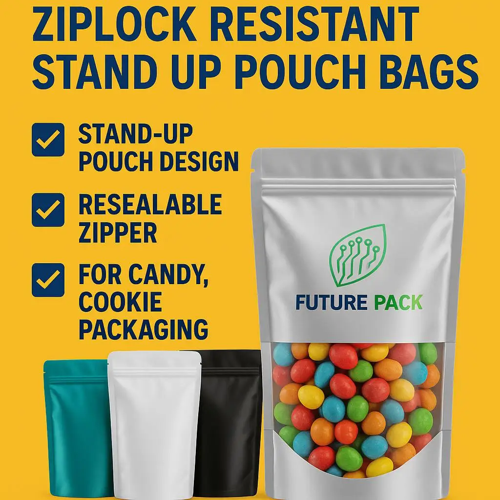 Custom Printed Food-Grade Child-Resistant Stand-Up Pouch for Gummy and Edible Packaging - detail 3