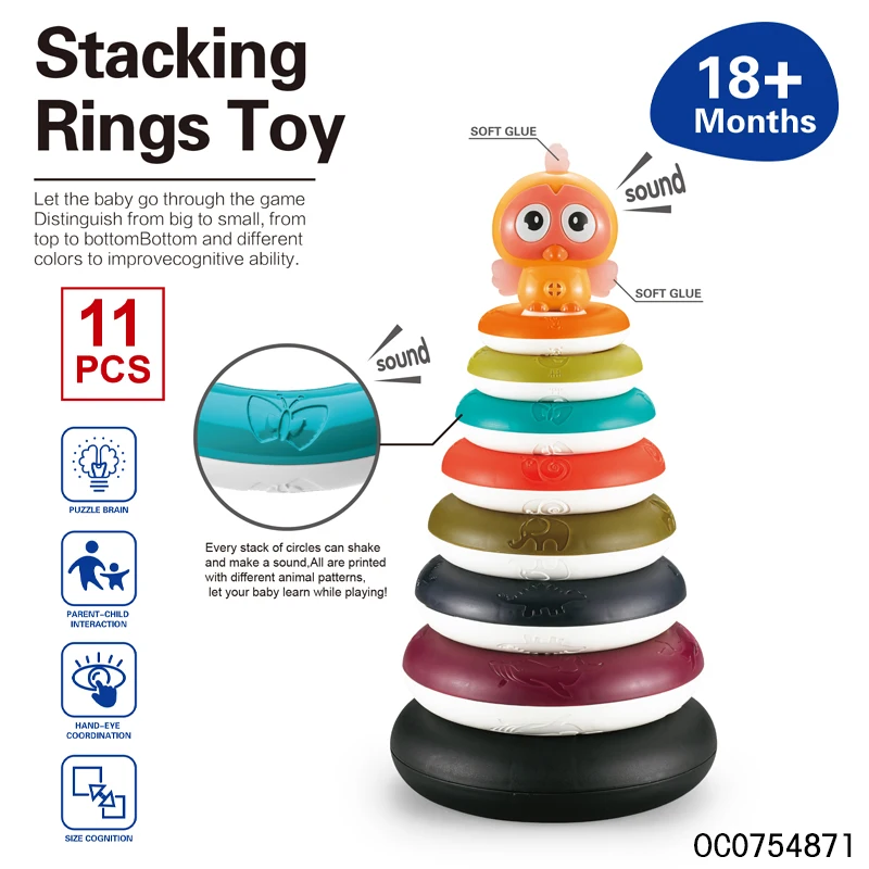 Sale developmental new born baby montessori circle stacking rings baby toy