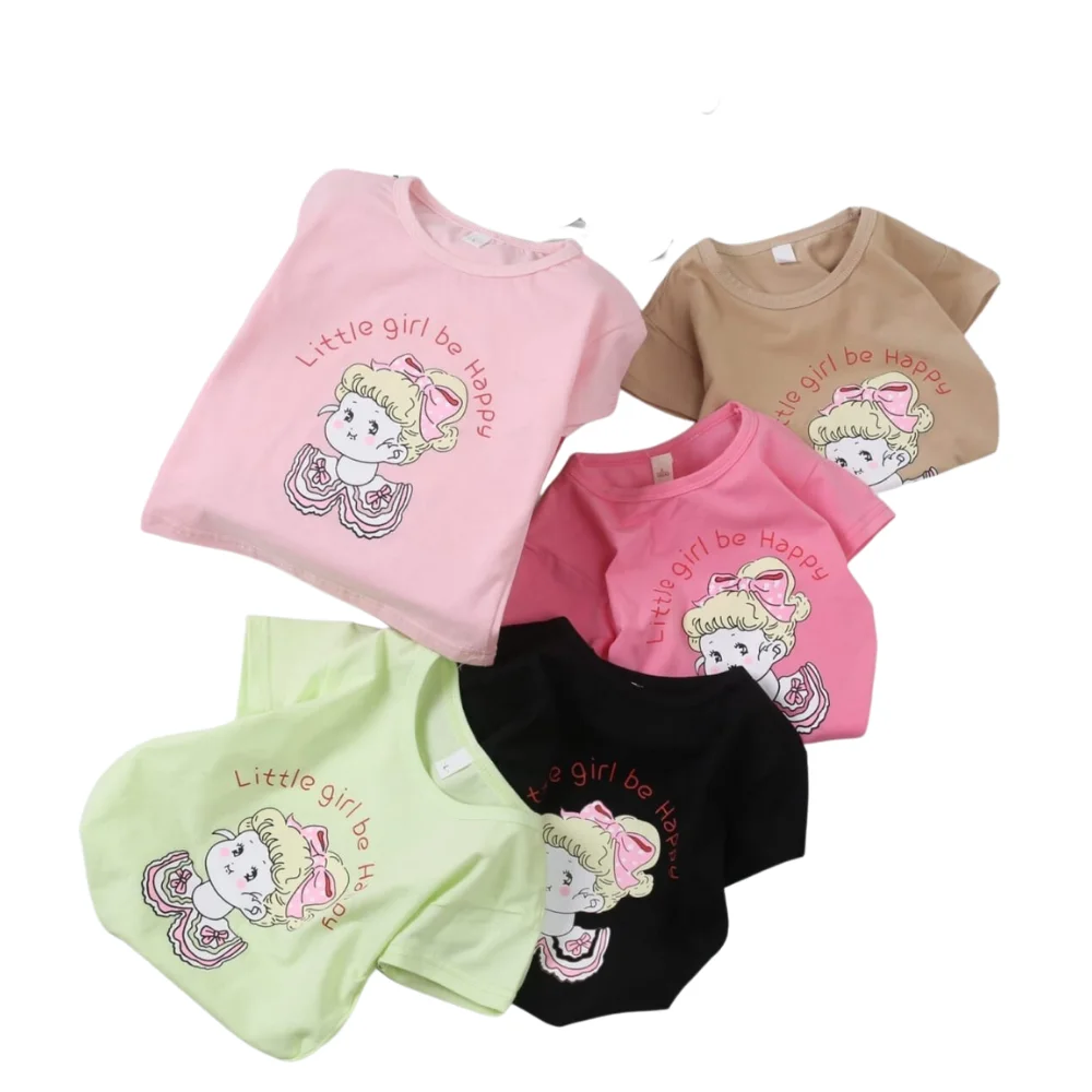 Boys & Girls T Shirt Children Short Sleeve Plain Custom Logo Printing 100% Cotton Blank Kids Baby Girl Soft Casual Quantity 2023