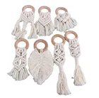 Natural 100% Natural Cotton Macrame Teething Rings Baby Handmade Teething Rings Wooden Teether
