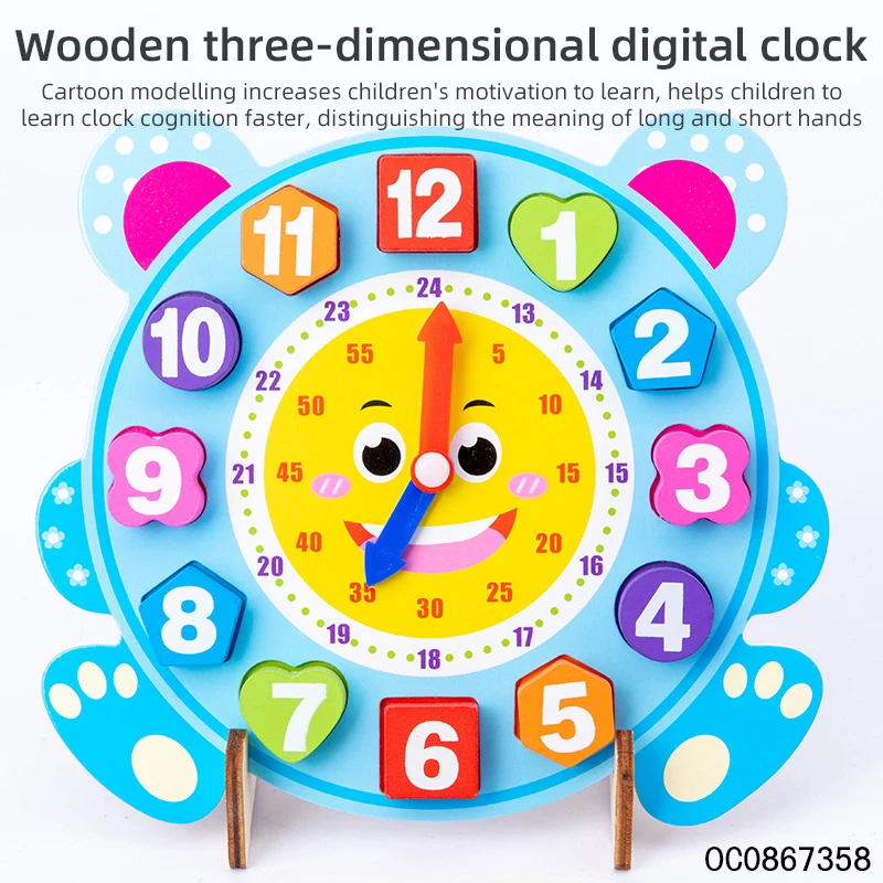 Diy 3d wooden toys montessori early education puzzle clock for kids