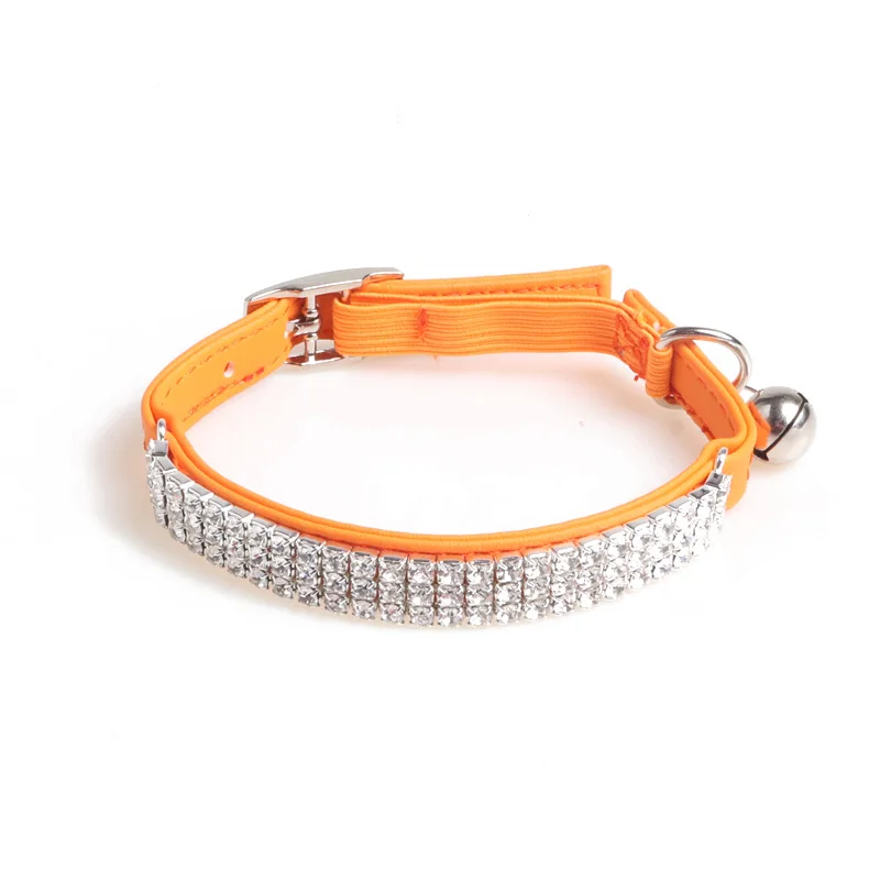 Wholesale Rhinestone Dog Cat Collar High Quality Pu Leather Puppy Cat Collar with Bell