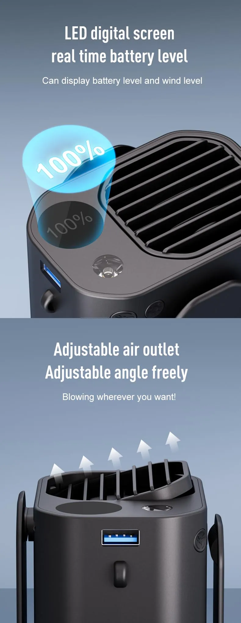 Portable Waist Clip Fan, 6000MAH, 3gear - detail 18