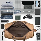 Travel Bag Travel Duffel Bag Waxed Canvas Overnight Bag Leather Weekend Oversize Carry-on Tote Khaki
