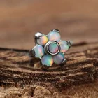 Piercing ASTM F136 Titanium Gemmed Opal Piercing Threaded Flower Prong End Jewelry
