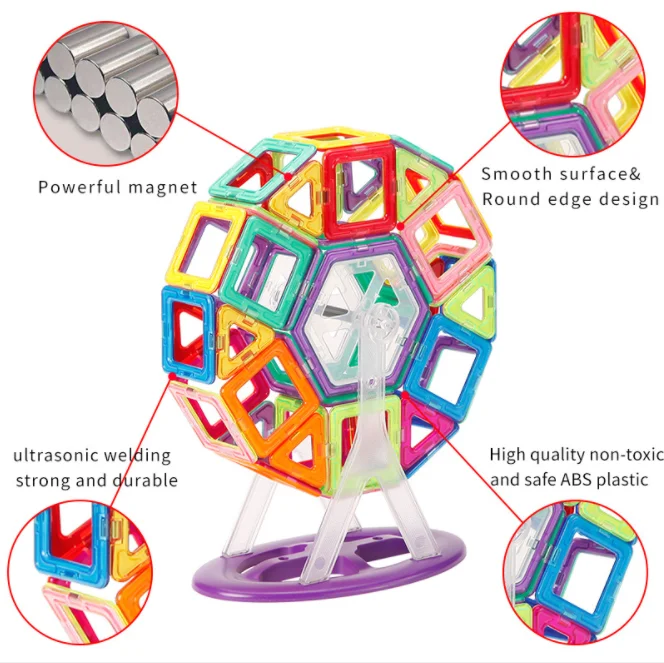 New Design 68pcs Magnet Building Tiles Magnetic Building Block Sets Educational Toy for Kids