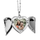 Wings Pendant Necklace Blank Heat Transfer Heart Pendant Necklaces Angel Wings Lovers Photo Frame Valentine Necklace Heart
