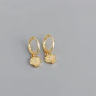 Hoop Gemnel Sterling Silver Custom Jewelry 18k Gold Plated Shell Diamond Pendant Hoop Earrings
