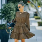 Clothing Womens Clothing 2021 Design Ladies Skater Dresses Women Long Sleeve V-Neck Floral Print Casual Dress