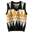 Womens Vest Custom Autumn Winter Casual Fashion Womens Deep V Neck Plaid Sleeveless Sweater Vest