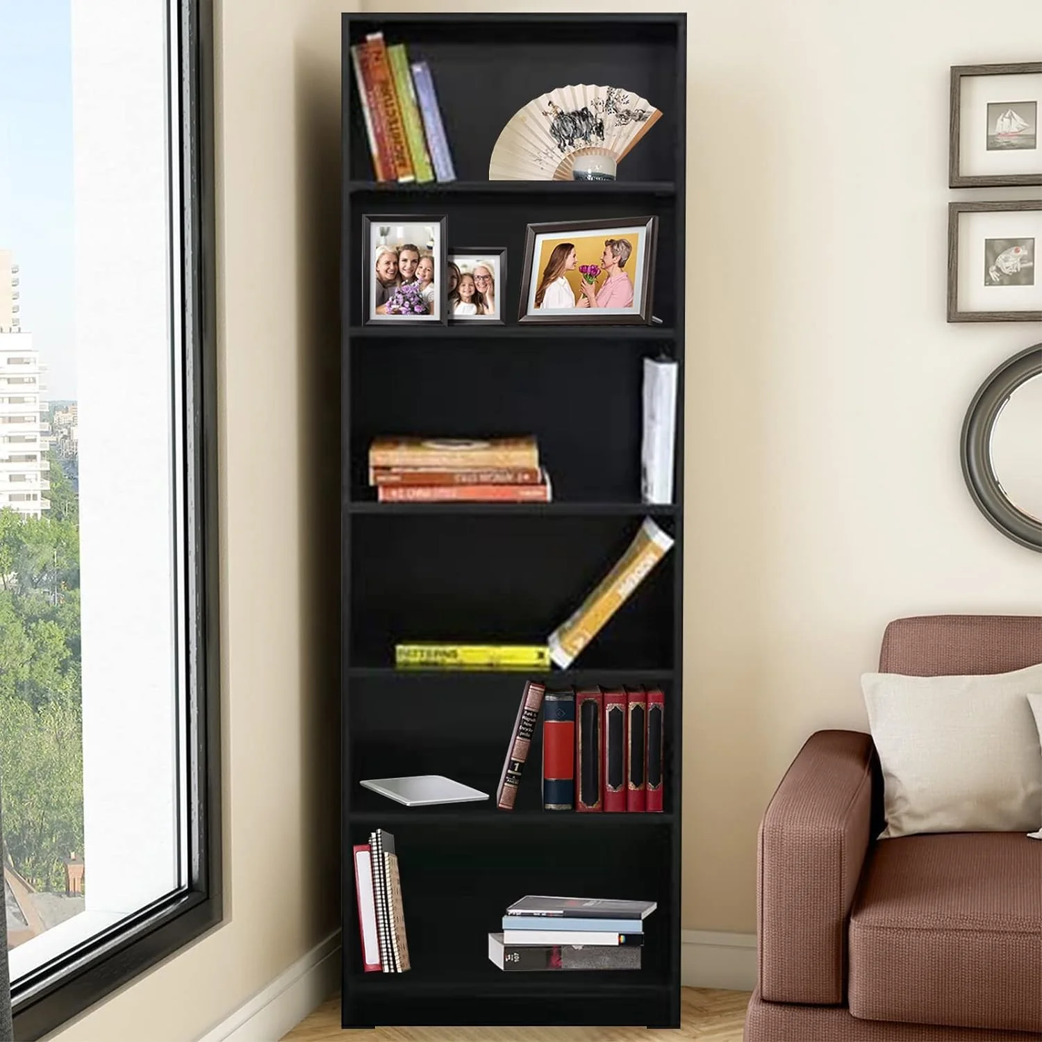 Modern Style Bookcase modern wooden standard display bookshelf Unit With Adjustable Shelving Furniture For Living Roo