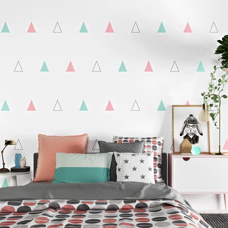 Nordic Style Wallpaper Modern Minimalist Geometric Triangle Bedroom  Children's Room Boy Girl Korean Wallpaper - Buy 3d Design Wallpaper,3d  Colorful Flowers Style Wallpapers Panel Wall,Beautiful Fresh Wall Stickers  Product on 