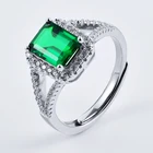 Stone Silver Factory Customization Jewelry Luxurious CZ Cubic Zirconia Emerald Stone Silver Ring