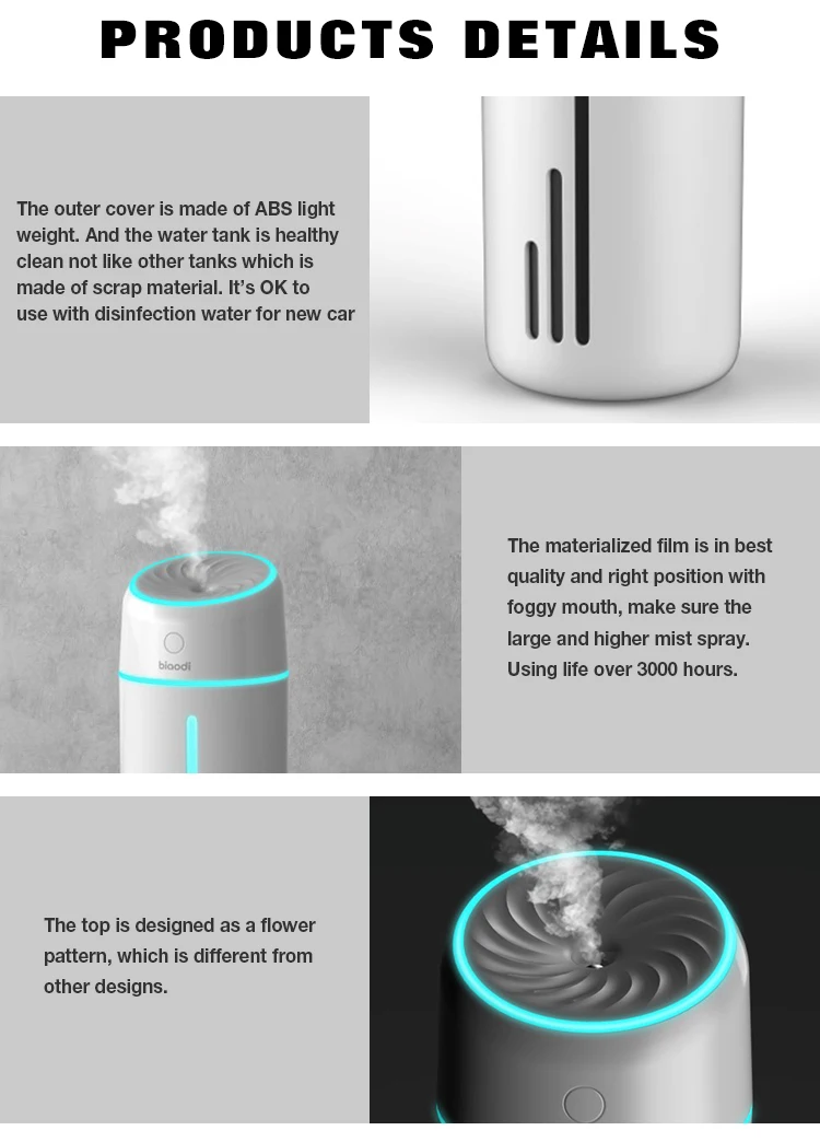 Hot Selling Wireless rechargeable new car logo air perfume humidifier essential oil diffuser for car fresher