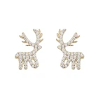 925 Earrings 925 Sterling Silver Christmas Earrings Lovely Sika Deer Earrings Shiny Zircon Earrings