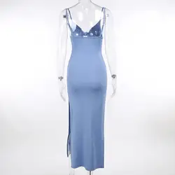 Long dress with cut-out V-neck spaghetti strap backless ankle Long party dress for women Sleeveless sexy Summer sexy & Club soli