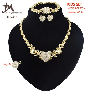T0249 Cute XO Heart jewelry sets 18K gold-plated kids jewelry sets
