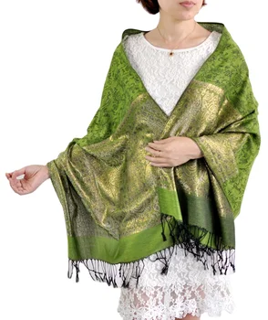 2021 Fashion women shiny pashmina scarf shawl with gold thread
