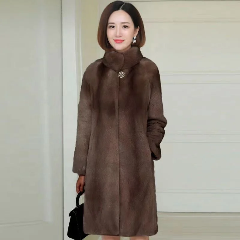 Women's jacket artificial fur coat Winter long warm thick fur coat vest raccoon fake fur coat