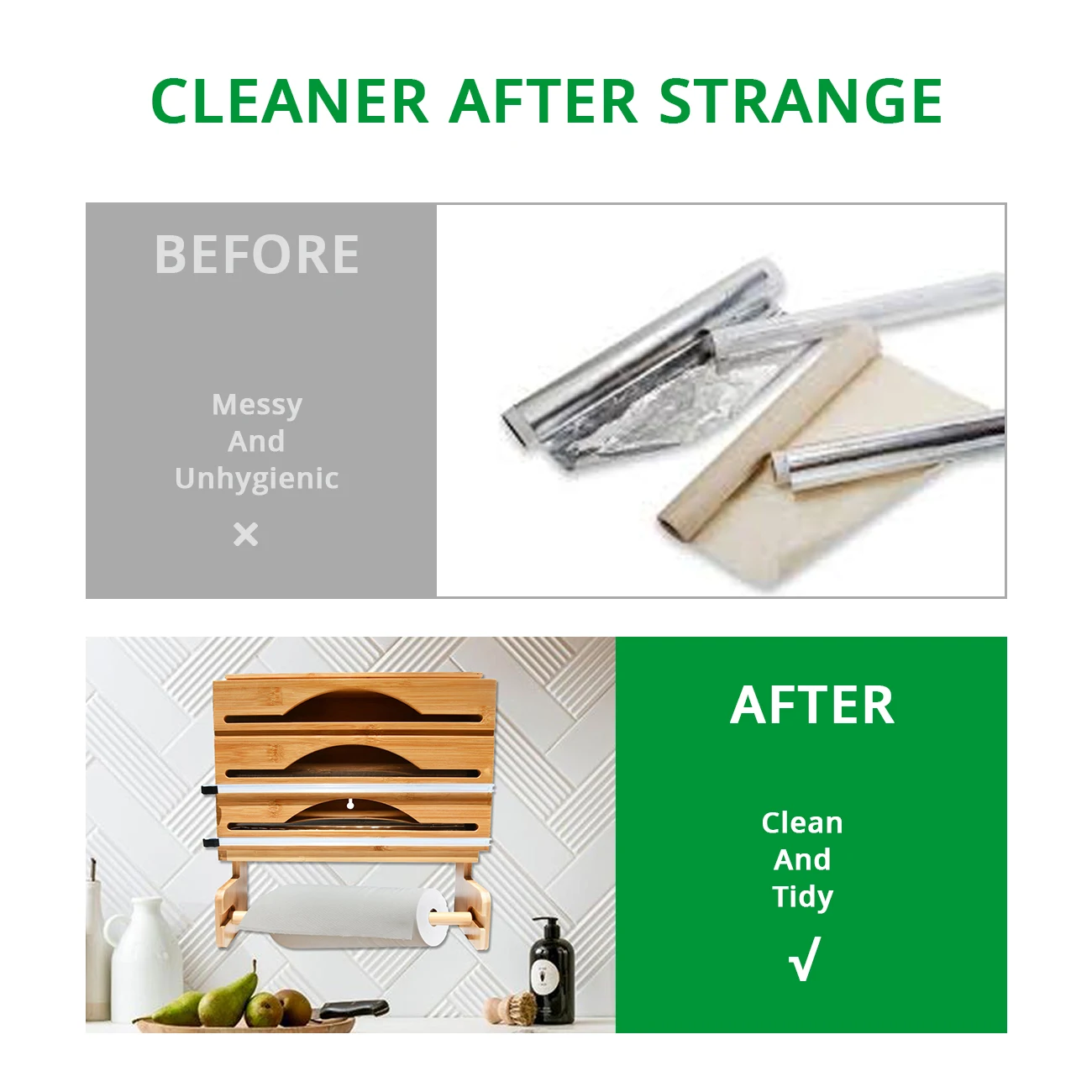 Towel Pan Holder Organizer Plastic Cutter Aluminum Tin Foil and Wax Wrap Paper Kitchen Accessories Kitchen Bamboo 4 in 1 500pcs