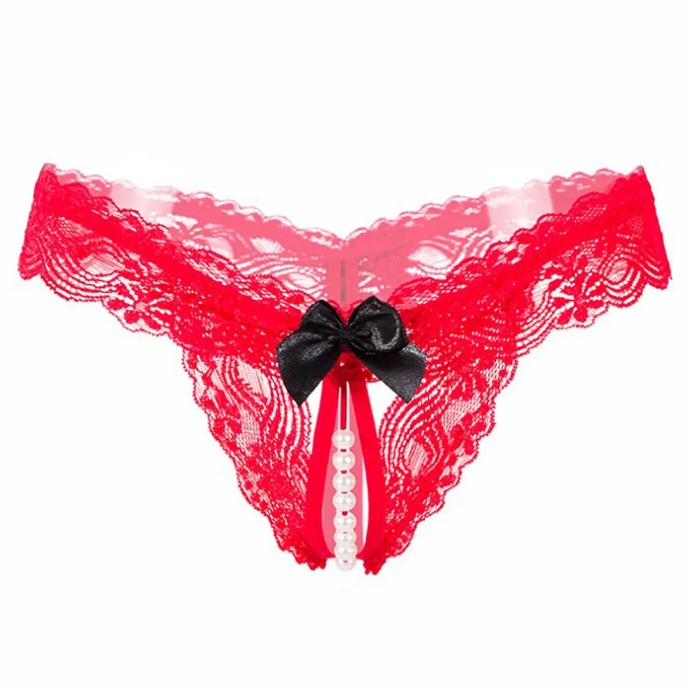 Women Transparent Panties Brief Open Crotch Lace Underwear Crotchless Thong 