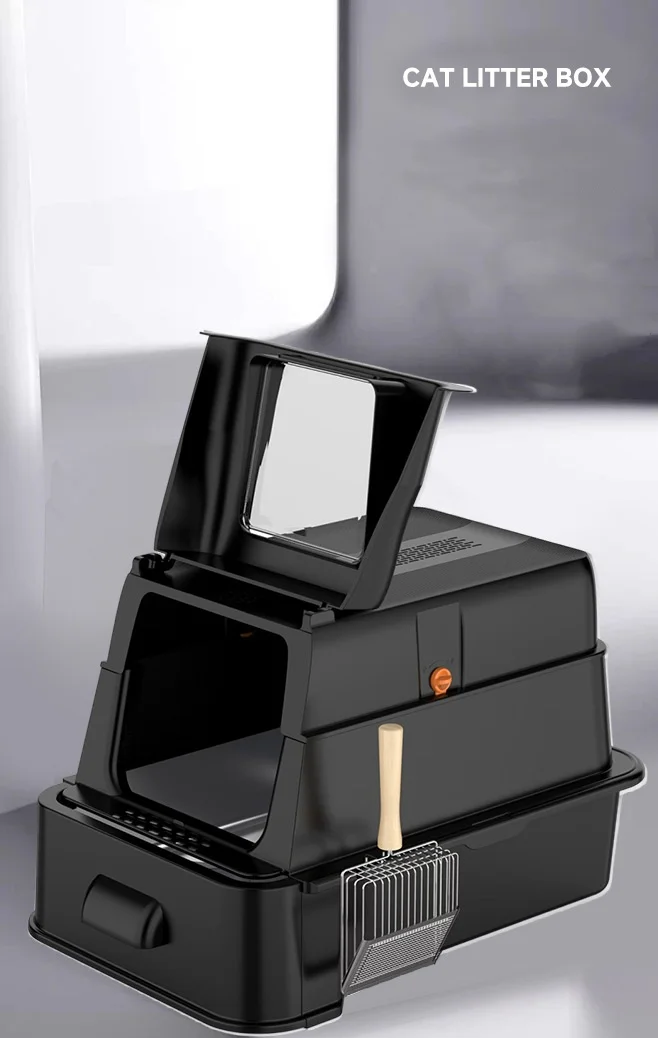 New Large Drawer-type Fully Enclosed Stainless Steel cat Litter Box Pull-out Design Convenient for Cleaning cat Litter Box manufacture