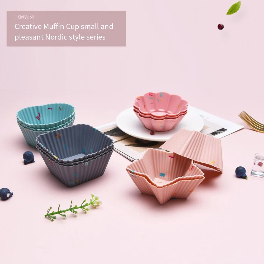 Chuju 2023 Fashion Heart Shape Muffin Mix Colors Muffin Cups Mould Set With Customized Logo Package