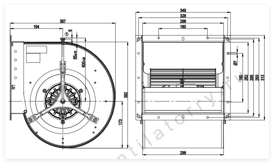 Forward Centrifugal Cooling Fan, D4E250-CA01-01, 250mm, 230VAC - detail 20