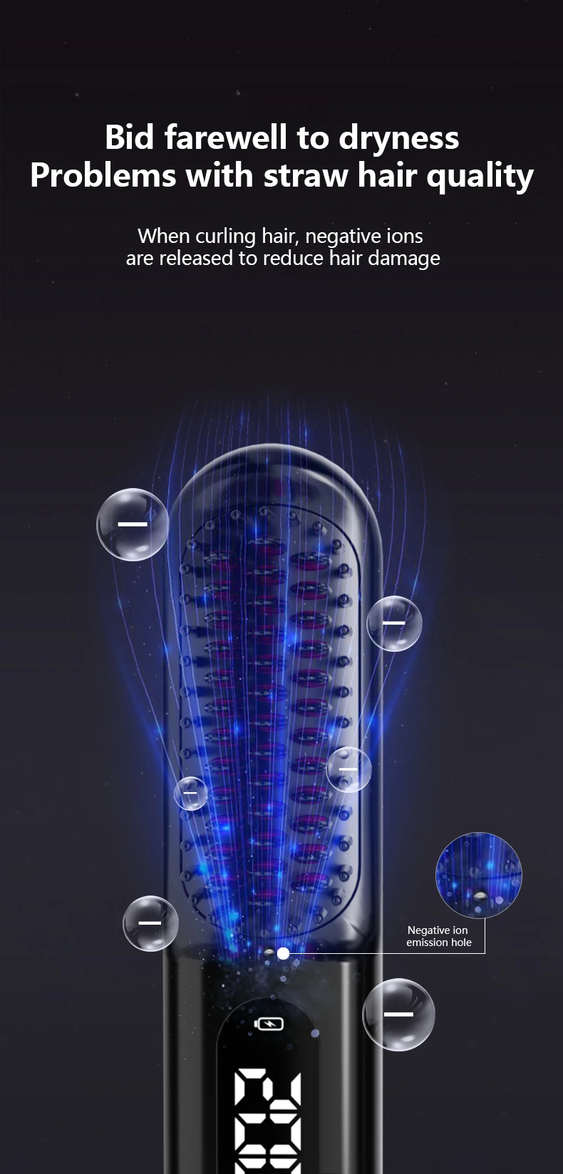 MESKY Cordless USB Rechargeable Ionic Hair Comb Fast Heating Mini Wireless Hair Straightener Brush manufacture