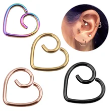 Set of 10 Stainless Steel 16G Body Jewelry Heart Cartilage Tragus Helix Daith Rook Earring&Nose Rings for Wedding Piercing Gift