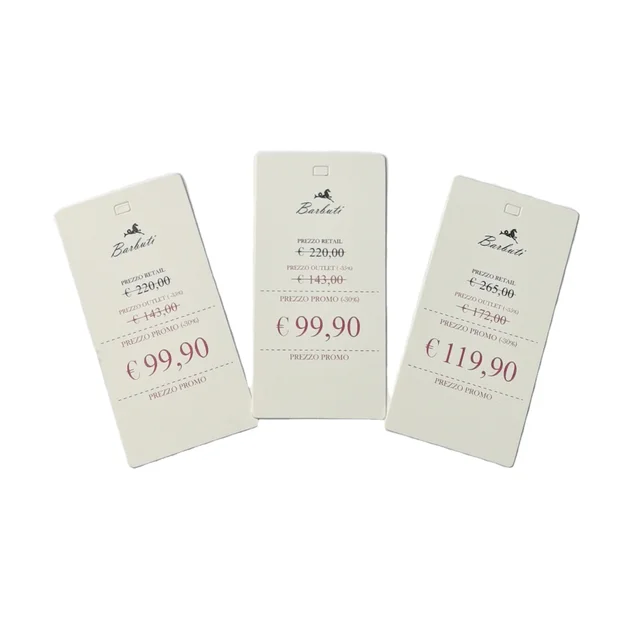 Custom White Rectangle Paper Hangtags with Gold Foil Recycled Material Custom Logo for Garment Bags & Shoes Accessories