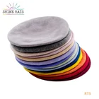Adults Shinehats OEM Wholesale 100% Wool Embroidery Beret Hat For Women Luxury Custom Colorful Winter Boinas Femme Ladies Adults