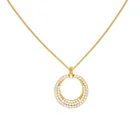 Diamond Charms Gemnel Dainty Chain Round Pendant Diamond Charms Gold Plated 925 Sterling Silver Necklace