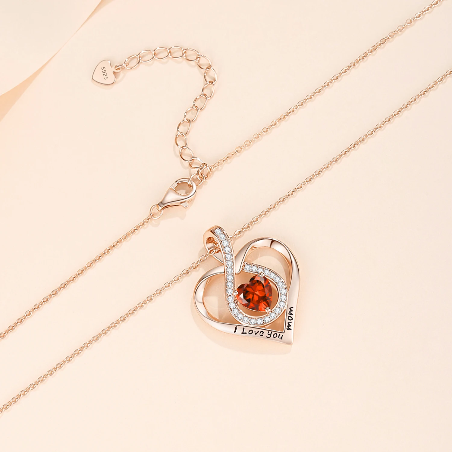 CDE YN1170 Fine Jewelry 925 Sterling Silver Birthstone Necklace Flower & Heart-Shaped 5A Zirconia Heart Necklace DIY 2023