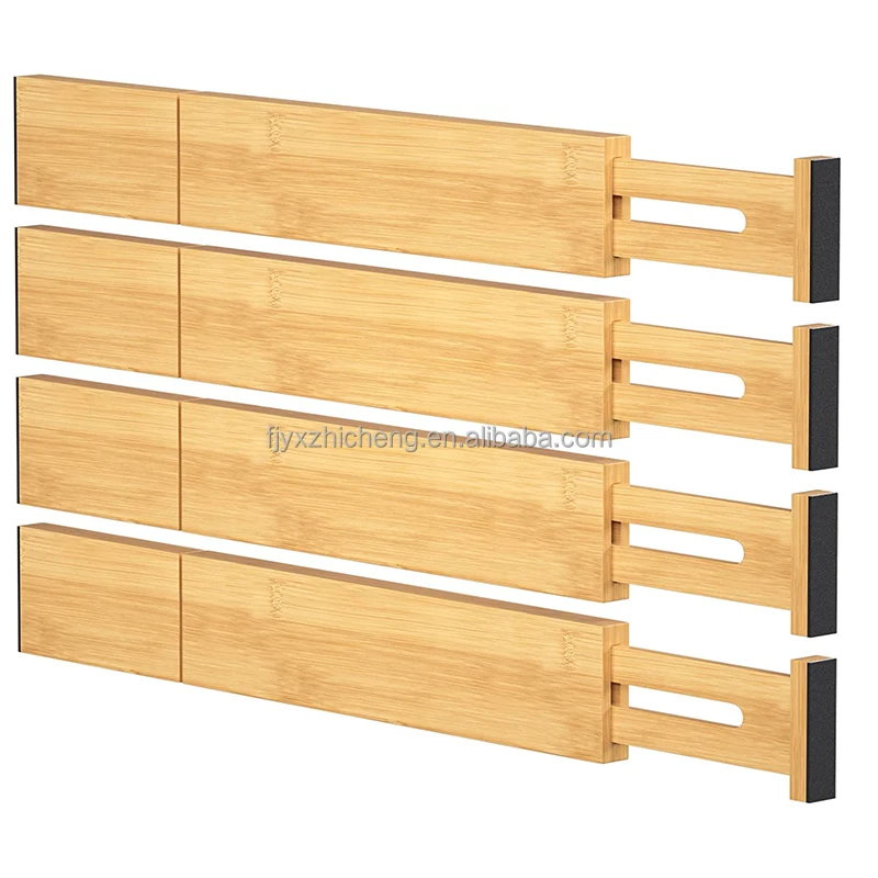 product 4 pack adjustable bamboo kitchen drawer organizer separator expandable drawer dividers-0