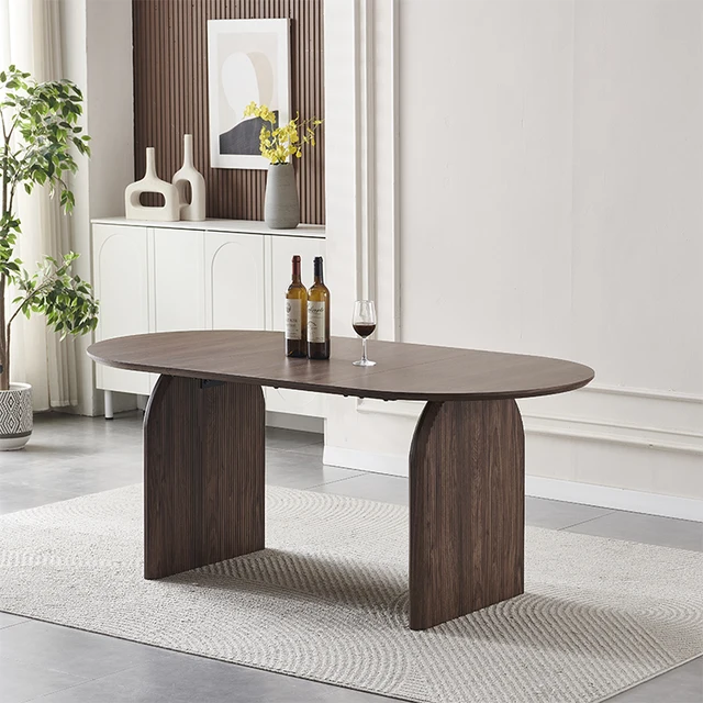 Indoor Living Room Solid Oak Wood Furniture High End Oval MDF Dining Tables Modern Luxury
