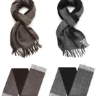 Black Scarf Mongolia Fashion Warm Black And Gray Color Man's Scarf Plain 100% Natural Cashmere Scarf Men