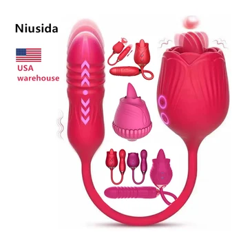 2021 popular in USA rose with vibrator rose woman vibrator tongue rose vibrator